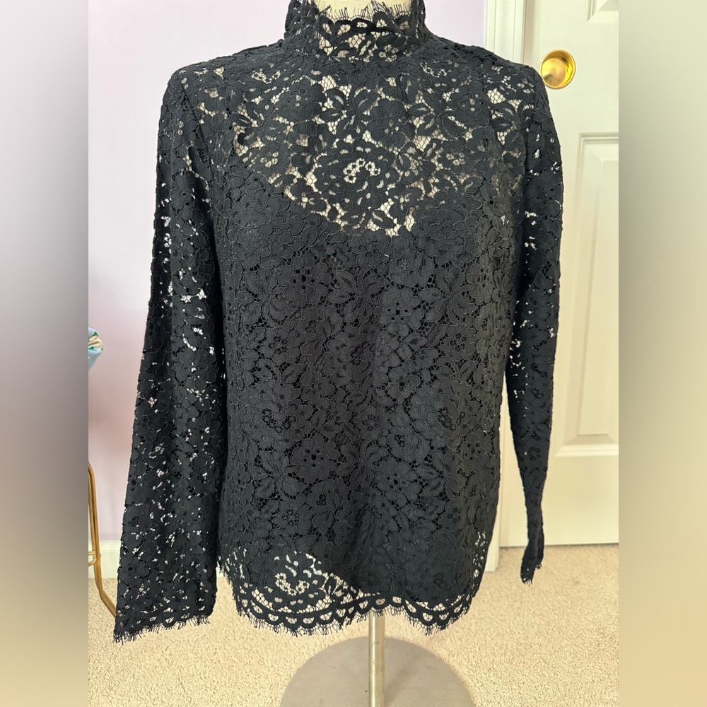 J Crew sz 8 Elegant Black Lace Women Top